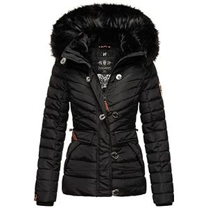 Navahoo Dames winterjas gewatteerde jas met capuchon warm gevoerd B899, zwart, XL