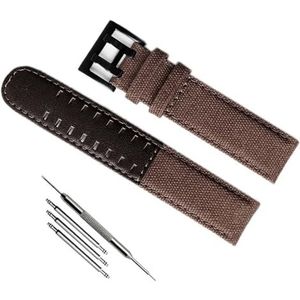 dayeer Canvas lederen band voor Hamilton Khaki field H68201993 H7060596 voor Seiko horlogeband (Color : Brown black, Size : 22mm)