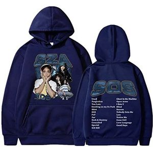 Hoodie SZA Patroon Sweatshirt Hip Hop Rapper 90s Retro Pullover Lente Herfst Mannen Vrouwen Mode Casual Bovenkleding Oversized Jacket-Blauw 1||M