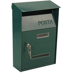 Veilige aan de muur gemonte erde brievenbus Wandbrievenbus, afsluitbare en weerbestendige buitenbrievenbus, gegalvaniseerde stalen buitenbrievenbus(Green)
