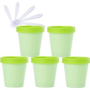 OIFAODAO， 5 stuks 200ml roze masker mengkom lege 200g plastic voorraadpotten met binnenvoering for opslag lichaam hand gezichtscrème lotion gel 5x spatel ，Cosmetische potjes(Groen,200ml)