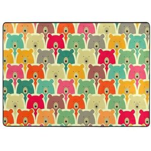 YJxoZH Kleurrijke beren print thuis tapijten, voor woonkamer keuken antislip vloer tapijt zachte slaapkamer tapijten-148 x 203 cm