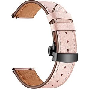 horlogebandjes, lus horlogebandje, 20mm/22mm Vrouwen Mannen Elegante Lederen Horlogeband Quick Release Vlindergesp Huidvriendelijke Ademende Vervanging horlogeband (Color : Pink Watchband With Black