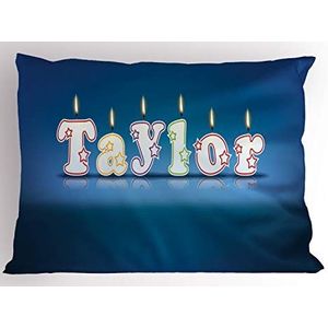 ABAKUHAUS Taylor Siersloop voor kussen, Kaars van de viering Font, standaard maat bedrukte kussensloop, 65 x 50 cm, Blauw en Multicolor