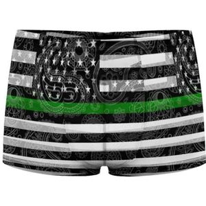 Amerikaanse vlag Dunne Groene Lijn Paisley Heren Boxer Slips Sexy Shorts Mesh Boxers Ondergoed Ademend Onderbroek Thong