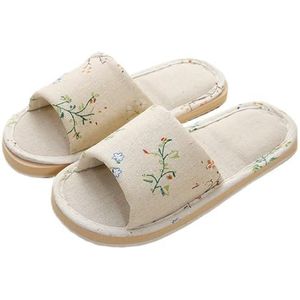 Stoffen huisslippers herfst dames slippers huisslippers antislip paar linnen vloerschoenen heren vrije tijd lente zachte schuimbodem voor hotel en reizen, 3, 37/38 EU