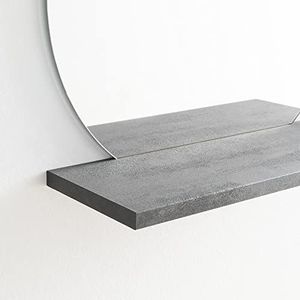ARHome Ronde spiegel met plank, 60 x 60 x 22 cm, donker beton, spiegel met legplank, Made in Italy