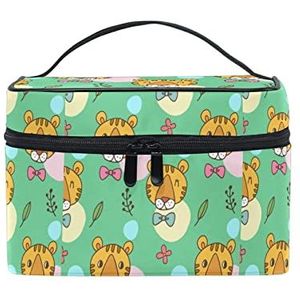 Cartoon schattige baby tijger dier make-up tas voor vrouwen cosmetische tassen toilettas trein tas