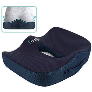 Feagar orthopedisch zitkussen, ergonomisch zitkussen voor lumbale ischias, kussen in traagschuim voor kantoor, thuis, auto, rolstoel, blauw