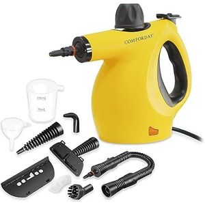 Comforday Aluminium stoompistool, 9 accessoires voor het verwijderen van vlekken van vloeren, tapijten, gordijnen, autostoelen, keuken, bedwantsen, badkamers en meer