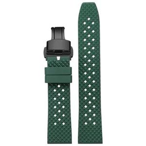 Quick Release Fluoro Rubber Horlogeband Waterdicht Heren for Seiko for Breitling for IWC Zwart Quick Release Horlogeband Stomatal Band (Color : Green Black Folding, Size : 20mm)