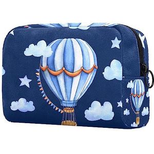 Blauwe ballonvaartuigen sterren wolken cosmetische make-up tassen, kleine reizen rits zakje draagbare toilettas make-up organizer voor vrouwen meisjes, Multi kleuren 01, 18.5x7.5x13cm/7.3x3x5.1in