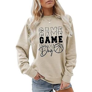 Game Day Basketball Sweatshirt, Women Casual Retro Crewneck Graphic Pullover Tops Funny Basketball Mama Shirts Gifts
