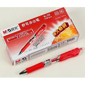 12 stuks M&G K-35 0.5mm Roller Gel Pen Intrekbare Glad Schrijven (Rood)