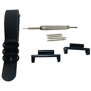 [Richie Strap] 20 mm 5 Ring Nylon Horloge Bandje Band GWM5610 16mm-Lug Metalen Adapters Kit voor Casio GShock 5600/5610 G100 GW2310 DW6600/GW6900 GA800 5700, Zwart