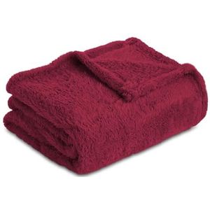 Plaid Fleece Deken 130 x 150 cm, Enkele Flanellen Deken - Oeko-TEX® Gecertificeerde Deken, Fleece Deken voor Bank en Bed, Flanellen Bovenlaken, Zachte Deken-Bordeaux