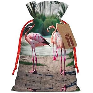 Flamingo's En Ananas Jute Trekkoord Gift Bags-Voor Kerstmis, Verjaardag En Verjaardag Vieringen