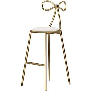 Barkruk Barstoelen Leren Barkruk Smeedijzeren Barstoel In Scandinavische Stijl Fastfood Restaurant Hoge Kruk Voor Keukenontbijt Barkrukken Keukenstoelen (Color : Gold+White, Size : Sitting Height 75