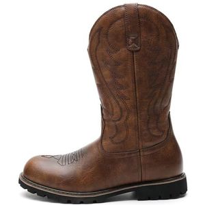 Cowboy Boots For Men Classic Durable Vintage Embroidered Dress Boots Traditional Country Men's Motorcycle Boots (Color : Brown-A, Size : EU 41)