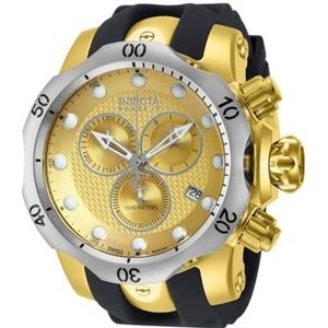 Invicta Venom Quartz horloge voor heren met gele wijzerplaat chronograaf display op zwarte Pu riem 16151