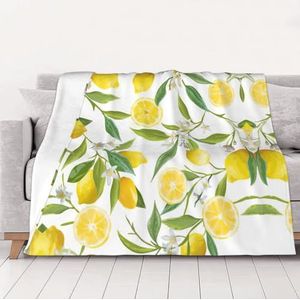 Gezellige frisse tropische citroenen deken gooi veelzijdige zachte warme deken flanellen plaids voor bank bank meerdere maten