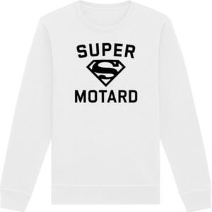 Super biker-sweatshirt, uniseks, bedrukt in Frankrijk, 100% biologisch katoen, cadeau voor verjaardag, motorfiets, origineel grappig, Wit, XXL