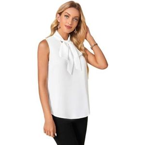 dames topjes Stevige blouse met strikhals (Color : Wei�, Size : XL)