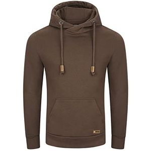 Riverso RIV Julian pullover met capuchon voor heren, trui met capuchon, kangoeroezak, cross-over-kraag, regular, katoen, grijs, groen, rood, blauw, beige, zwart, S, M, L, XL, XXL, XXXL, XXXXL, XXXXXL, Dark Brown (21400), M
