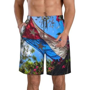 MGGAklp Puerto Rico Vlag Print Heren Casual Shorts Elastische Taille Trekkoord Lichtgewicht Outdoor Zomer Strand Shorts, Wit, S