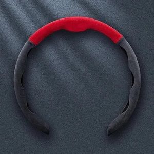 Stuurwiel Cover Voor Vw Voor Gti Voor Polo Voor Golf Voor Passat Voor Tiguan Suède Auto Stuurhoes Booster Cover Universeel Stuurhoezen(Zwart rood)