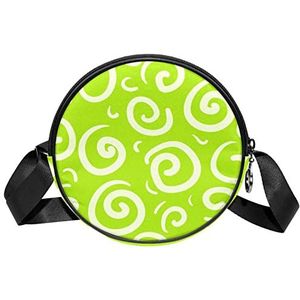wit Cirkel groene achtergrond Crossbody Tas Messenger Bag Purse voor Vrouwen, Meerkleurig, 6.7x6.7x2.3 in, Sling Rugzakken