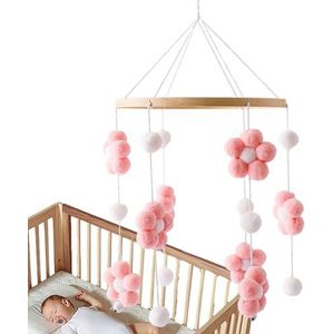 Babymobiel | Mobiel voor wieg - Wiegcarrousel voor babyjongens en -meisjes van 0-12 maanden, geschikt voor wiegbed, kinderwagen, autostoeltje, inclusief kleurrijke bloemen, kleine haarballen en Dalynn