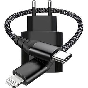 Phreeze Oplaad Adapter 20W USB-C + 3M kabel - Power Adapter oplader - Zwart - Geschikt voor Apple iPhone 13 - Apple iPad - USB-C Apple Lightning - Snellader iPhone 13 / iPad / X / 11 / 12 / 13 Pro Max / iPhone 12 Lader - iPhone 12 Pro Max - USB-C Lader