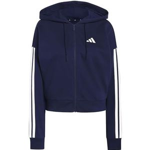 adidas Mujer ESSENTIALS 3-STRIPES FRENCH TERRY FULL ZIP HOODIE, dark blue/white, XL