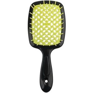 1 stuk doorzichtig handvat roosrood brede tanden luchtkussen haarkam vrouwen hoofdhuid massage kammen haarborstel uithollen thuis stylingtool (maat: zwart en groen)