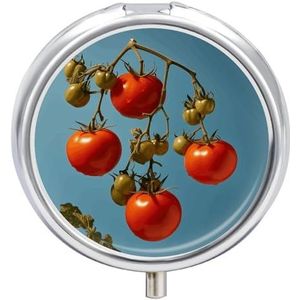 Rijpe Tomaten Ronde Pillendoos Reizen Draagbare Pillendoosje 23 Compartiment Geneeskunde Metalen Tablet Vitamine Houder Organizer voor Portemonnee Pocket