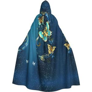 WURTON Elegante Vlinderprint Volwassen Hooded Mantel Unisex Capuchon Halloween Kerst Cape Cosplay Kostuum Voor Vrouwen Mannen