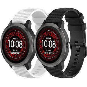 Yikamosi Compatibel met Garmin Vivoactive 3 Bandje,20MM Snelle release Zachte Siliconen Roestvrij stalen sluiting Vervangende Bandje voor Garmin Vivoactive 3/Music,Wit+Zwart