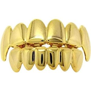 Gouden Tand Halloween Hip Hop Tanden Bovenste Bodem Gouden Tanden Schurk Grap Tanden Tanden Caps Mond Party Gouden Grills voor Tanden Dagelijkse Benodigdheden Gouden Tanden Grills Gouden Tanden Tanden