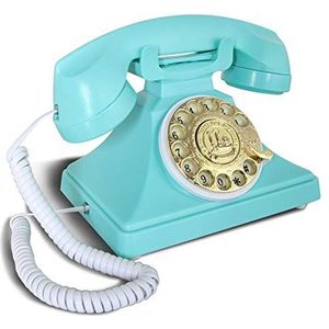 Telefoon Vintage telefoon Europees kantoor Home Antieke vaste lijn met handsfree metalen roterende Amerikaanse retro telefoon (B)