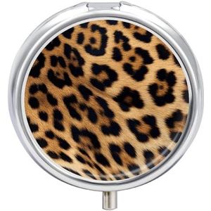 Ruwe luipaardprint bedrukte pillendoos pillencontainer draagbare medicijnpillendoos metalen pillendoos met 3 compartimenten medicijnkoffer