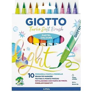 Giotto Turbo Soft Brush Marker met penseelpunt, in water oplosbare penseelpunt, verschillende pastelkleuren, 10 stuks