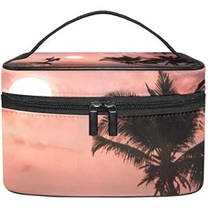 Draagbare Make-up Tas Reizen Cosmetische Zakken Voor Vrouwen Meisjes Rits Pouch Case Organizer Mooie Dolfijn Springen Van Glanzend Water, Meerkleurig, 22.5x15x13.8cm/8.9x5.9x5.4in
