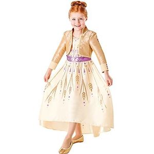 Rubie's Officiële Disney Frozen 2, Anna Deluxe Proloog jurk, kinderkostuum, maat medium leeftijd 5-6 jaar