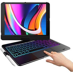 TYPECASE Touch - iPad 7e generatie hoesje met toetsenbord en touchpad, compatibel met iPad 10.2 2019, iPad Air 10.5 2019, iPad Pro 10.5 2017 - Backlit - Slim Stand Cover (zwart)