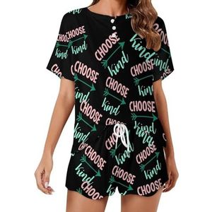 Kies Kind Zachte Womens Pyjama Korte Mouw Pyjama Loungewear met Zakken Gift voor Thuis Strand 2XL