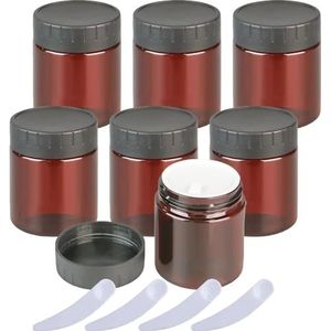 Cosmetische potten, Pak van 12, 100 ml lege bruine plastic cosmetische potpotten met binnenvoering en zwarte deksels potje make-up containerset