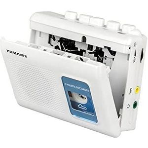 TOMASHI Draagbare cassettespeler taperecorder Walkman met ingebouwde luidspreker, microfoon, hoofdtelefoonaansluiting, 11,6 x 9,0 x 3,5 cm