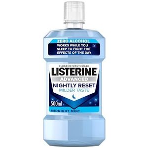 Listerine Geavanceerde nachtelijke reset Midnight Mint (Zero Alcohol) Mondwater (500ml), met unieke diepreinigende formule om tandglazuur te reïneraliseren en gaatjes te helpen voorkomen