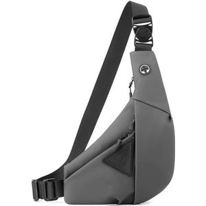 Askliy Unisex anti-diefstal sjerp sling crossbody tas, waterdichte multi-zakken borst schoudertas voor casual reizen wandelen, Grijs